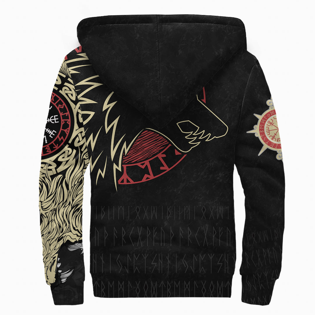 Viking Sherpa Hoodie Norse Wolf