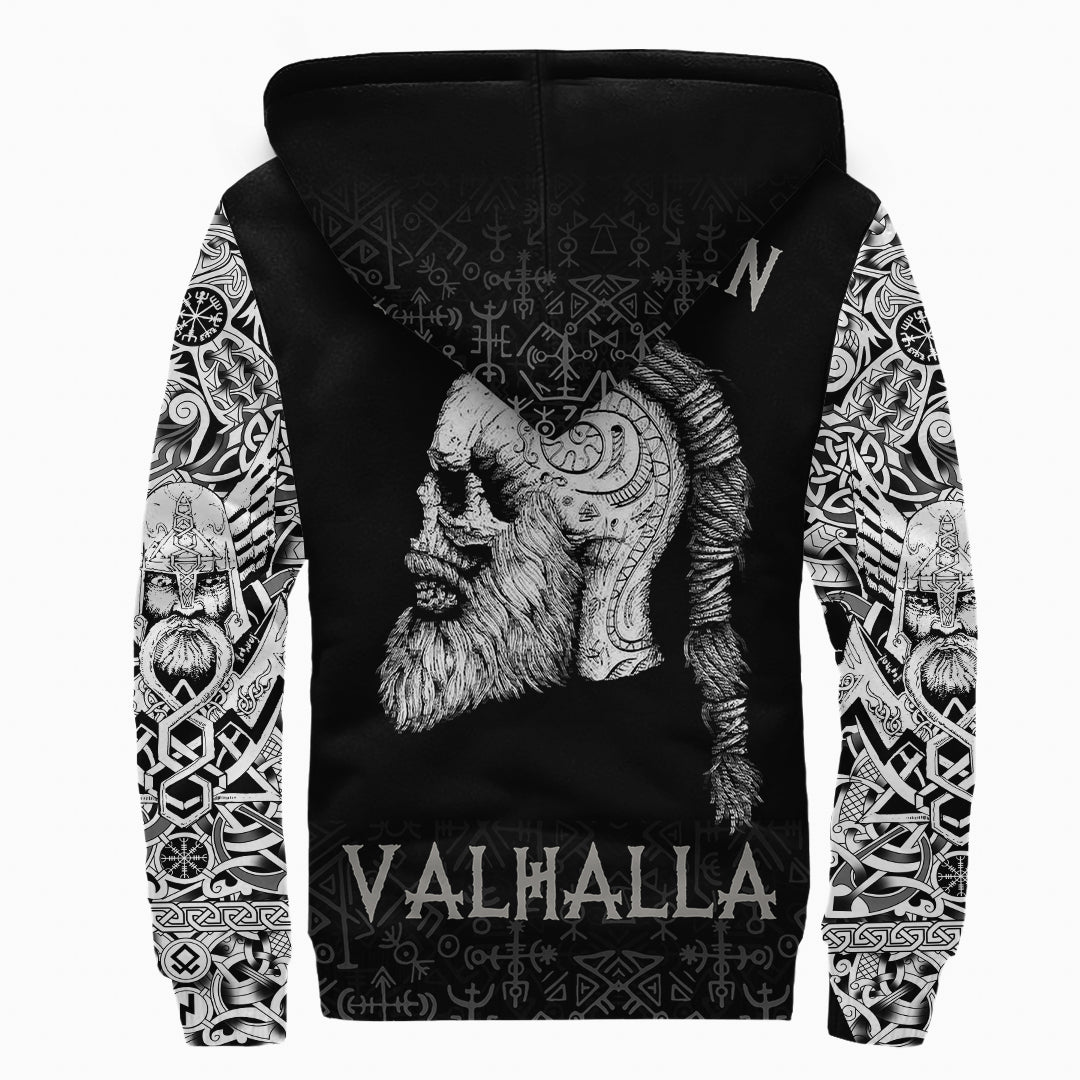 Viking Sherpa Hoodie Raven And Skull