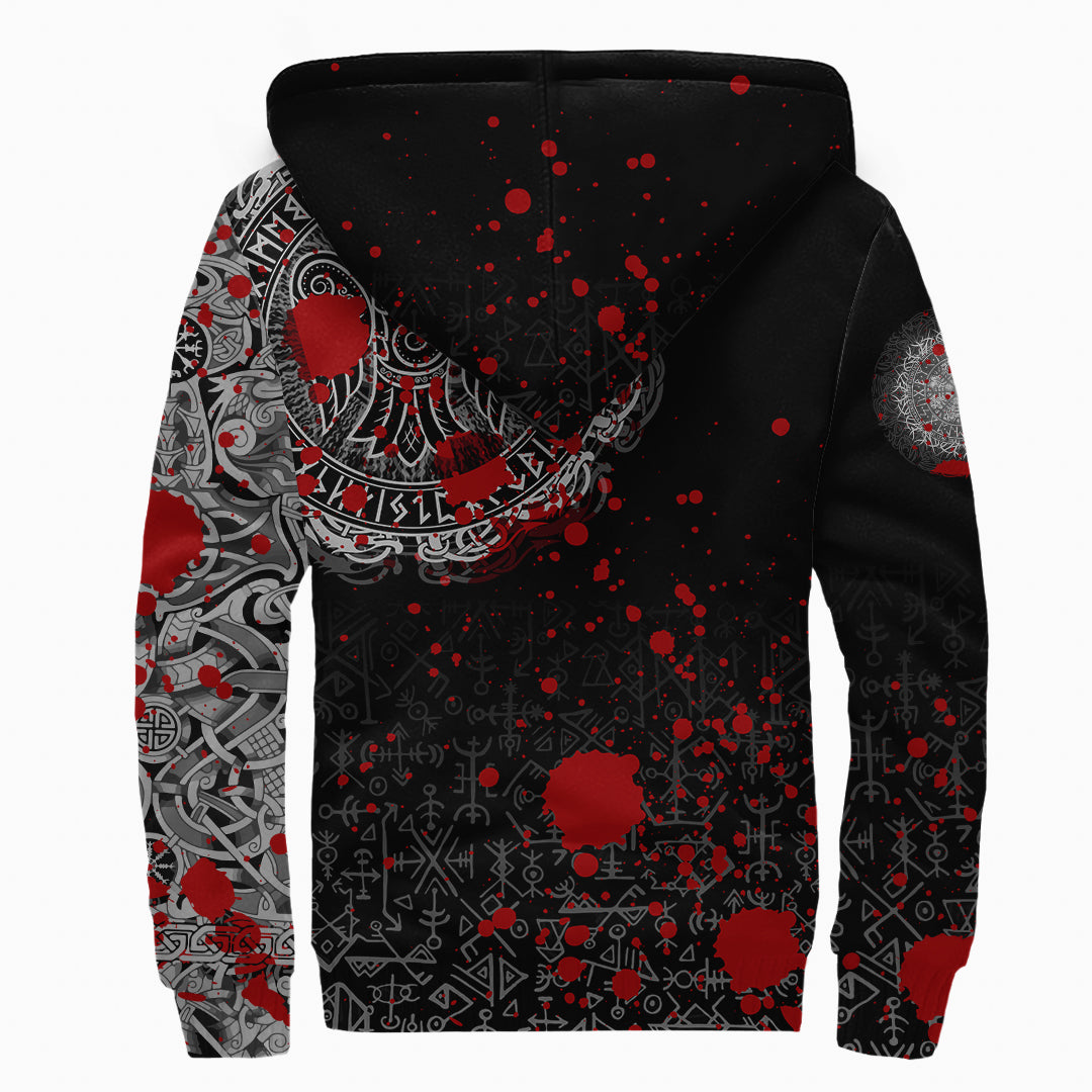 Viking Sherpa Hoodie Raven Celtic Tattoo Blood