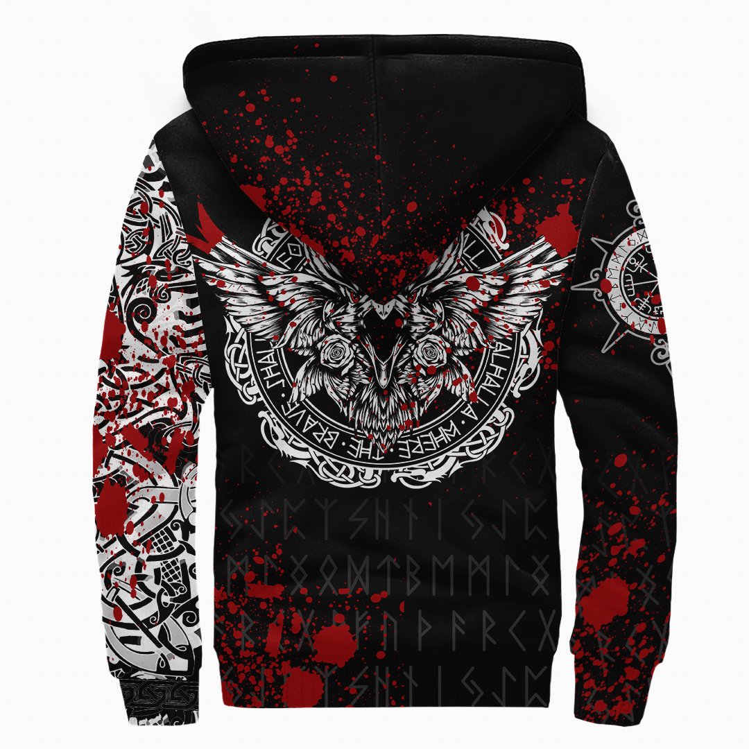 Viking Sherpa Hoodie Raven Blood