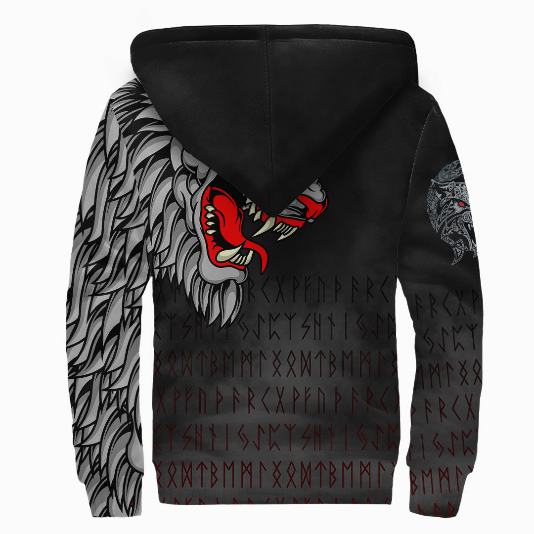 Viking Sherpa Hoodie Killer Wolf Tattoo