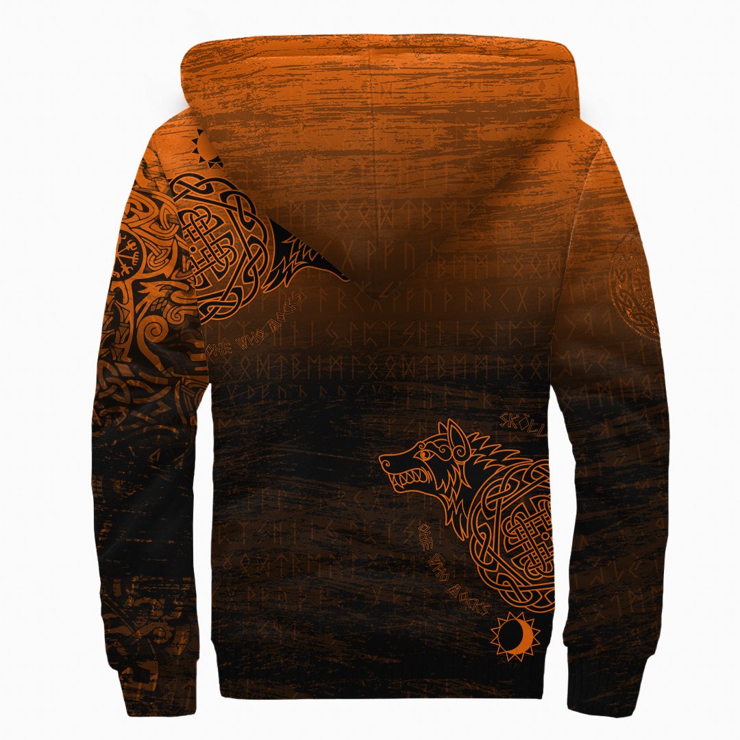 Viking Sherpa Hoodie Skoll And Hati Orange Style