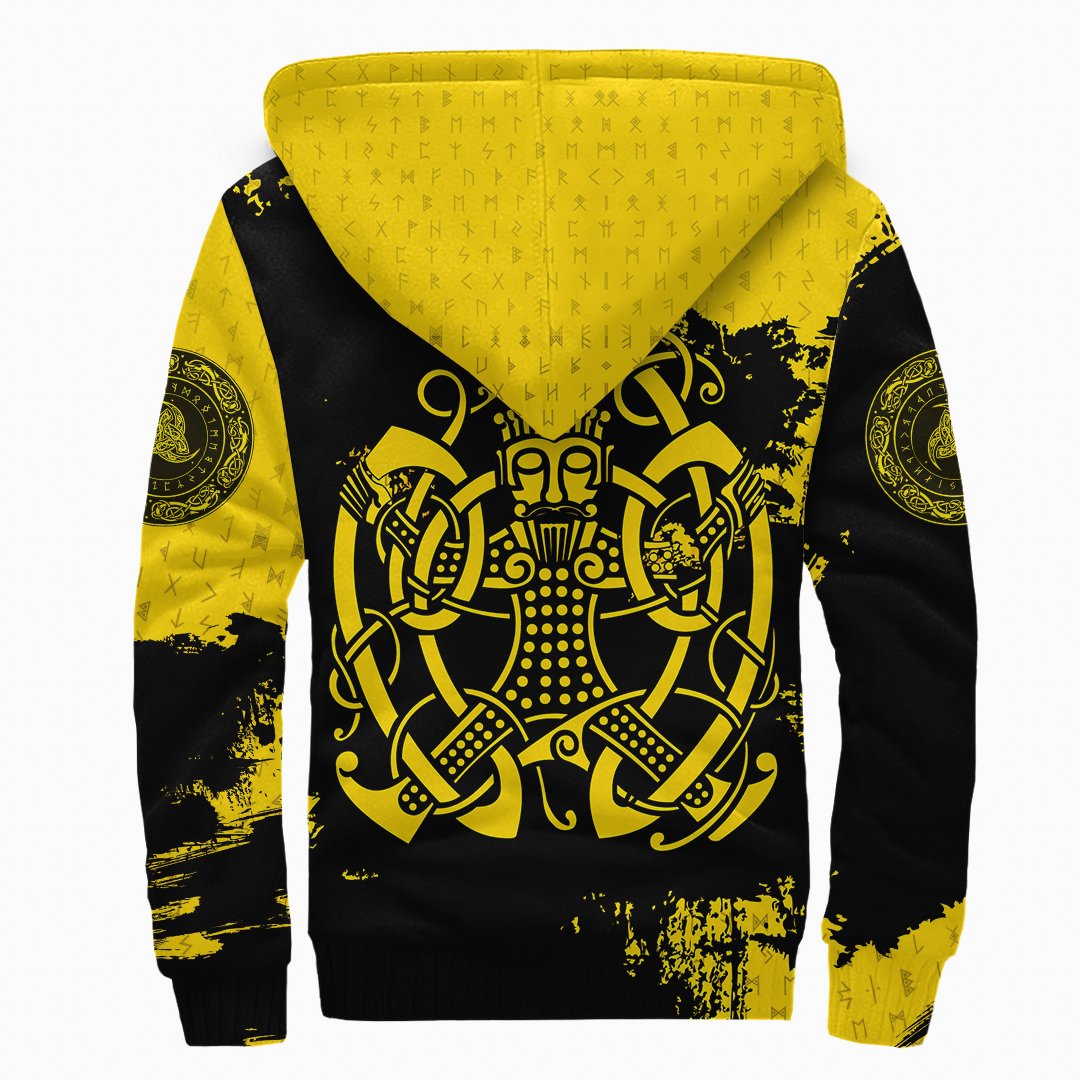 Viking Sherpa Hoodie Loki Bound Triskele Rune Gold