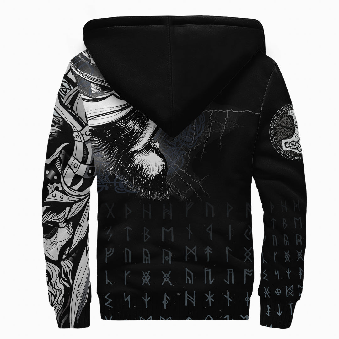 Viking Sherpa Hoodie Warrior Tattoo 3D