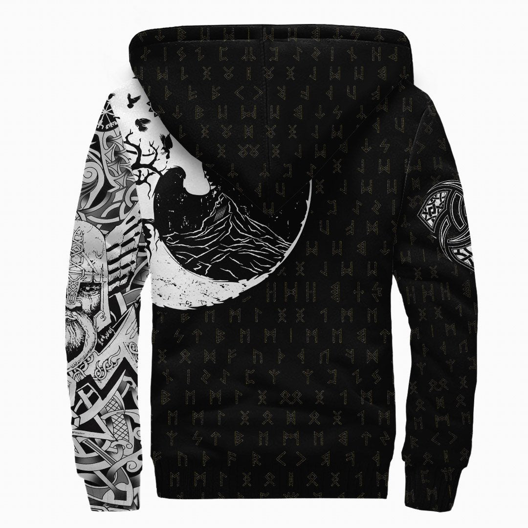 Viking Sherpa Hoodie Skoll And Hati Rune Tattoo