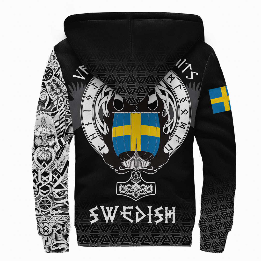 Viking Sherpa Hoodie Swedish Drakkar