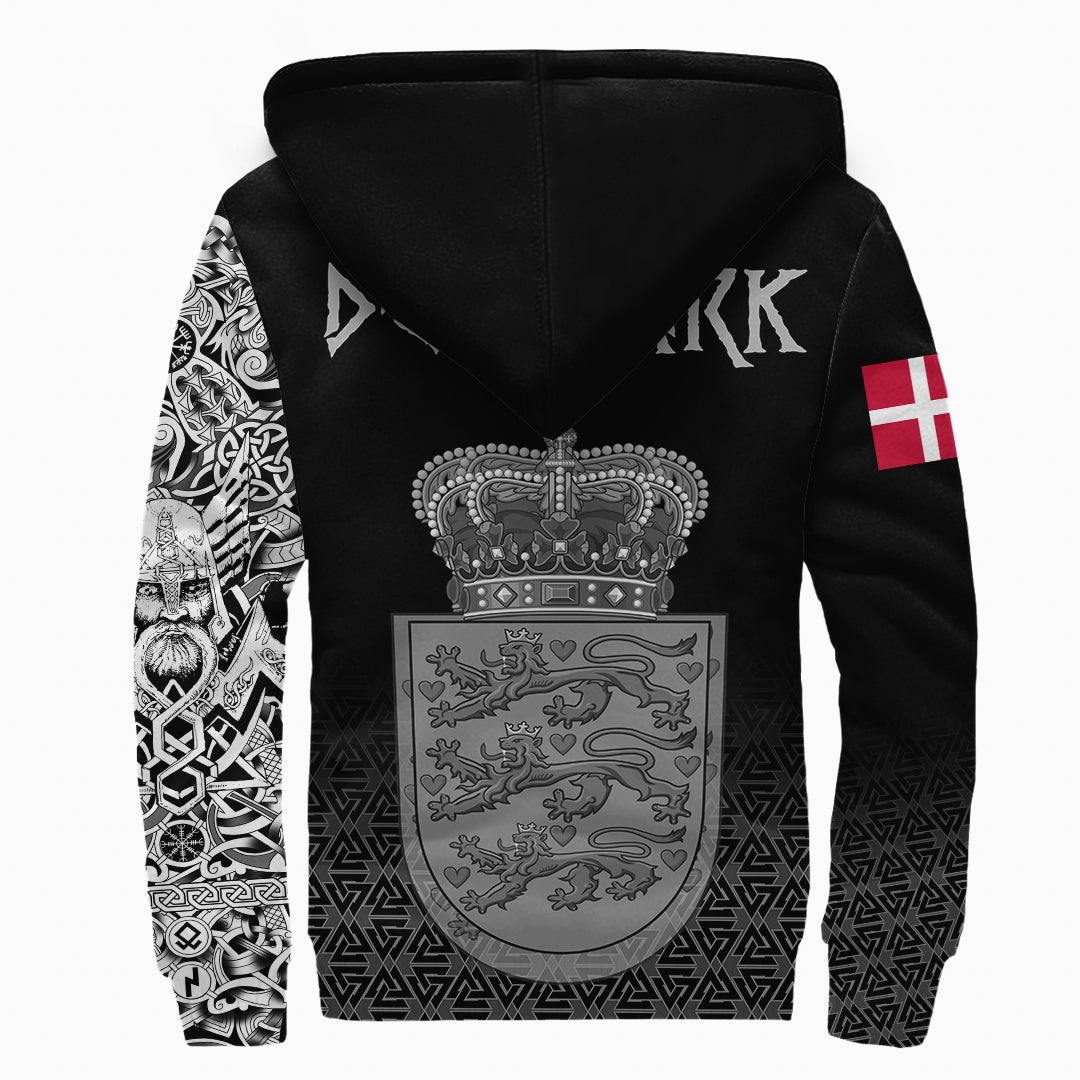 Viking Sherpa Hoodie Denmark Coat Of Arms