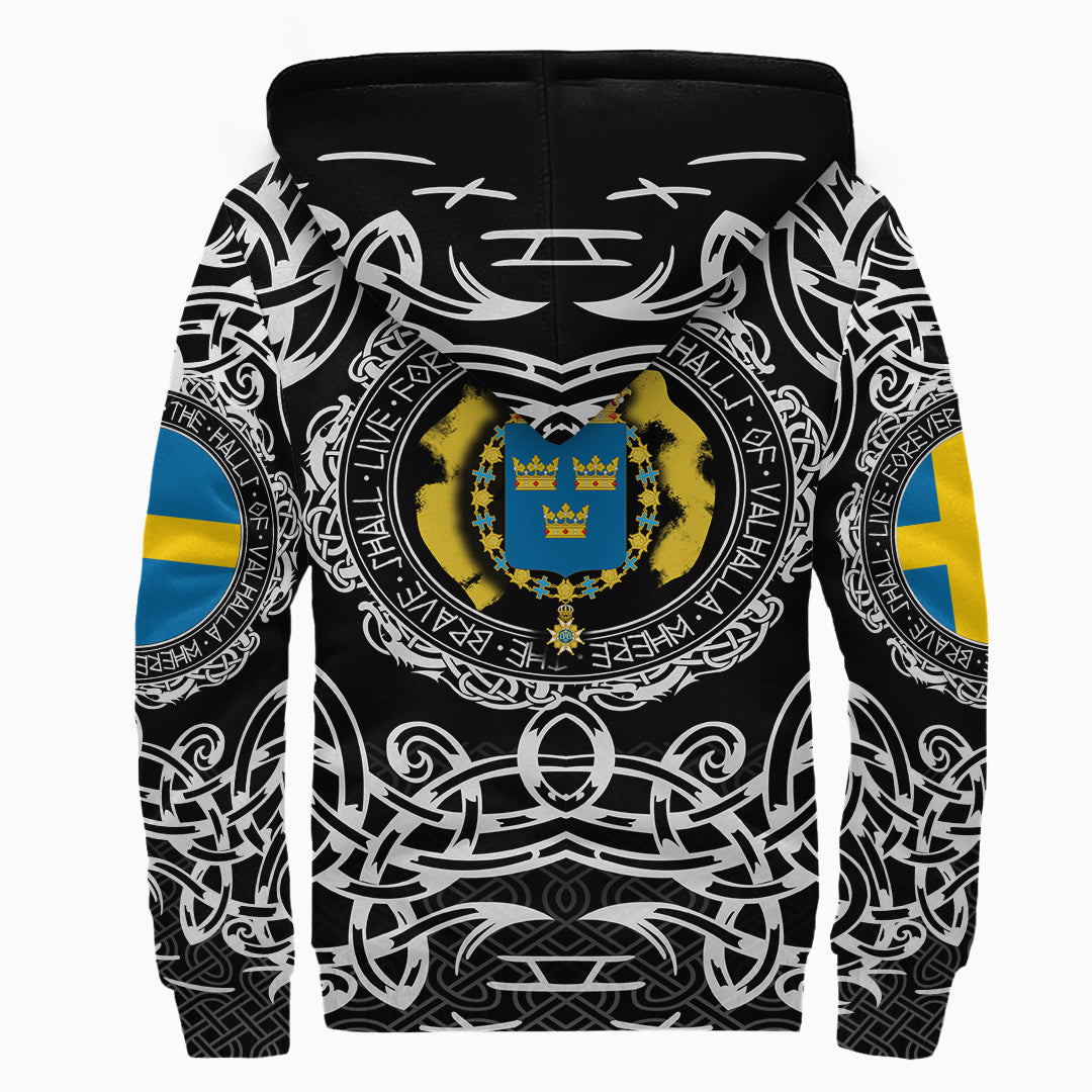 Viking Sherpa Hoodie Sweden Pattern