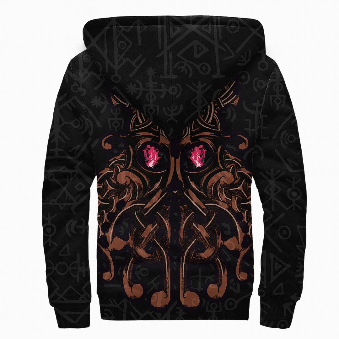 Viking Sherpa Hoodie Odin God Furthark Tattoo Special