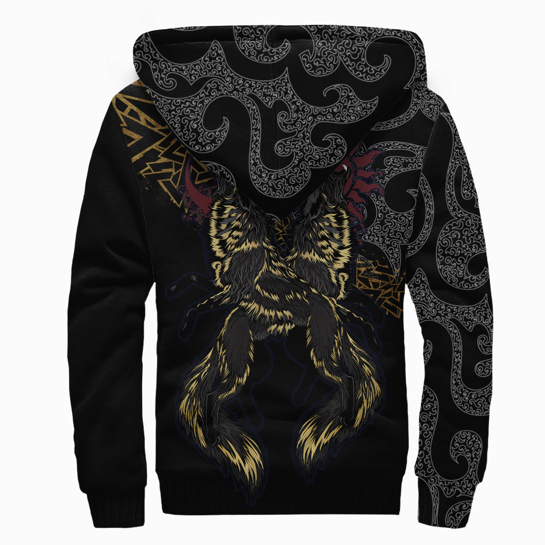 Viking Sherpa Hoodie Wolfs Skoll and Hati