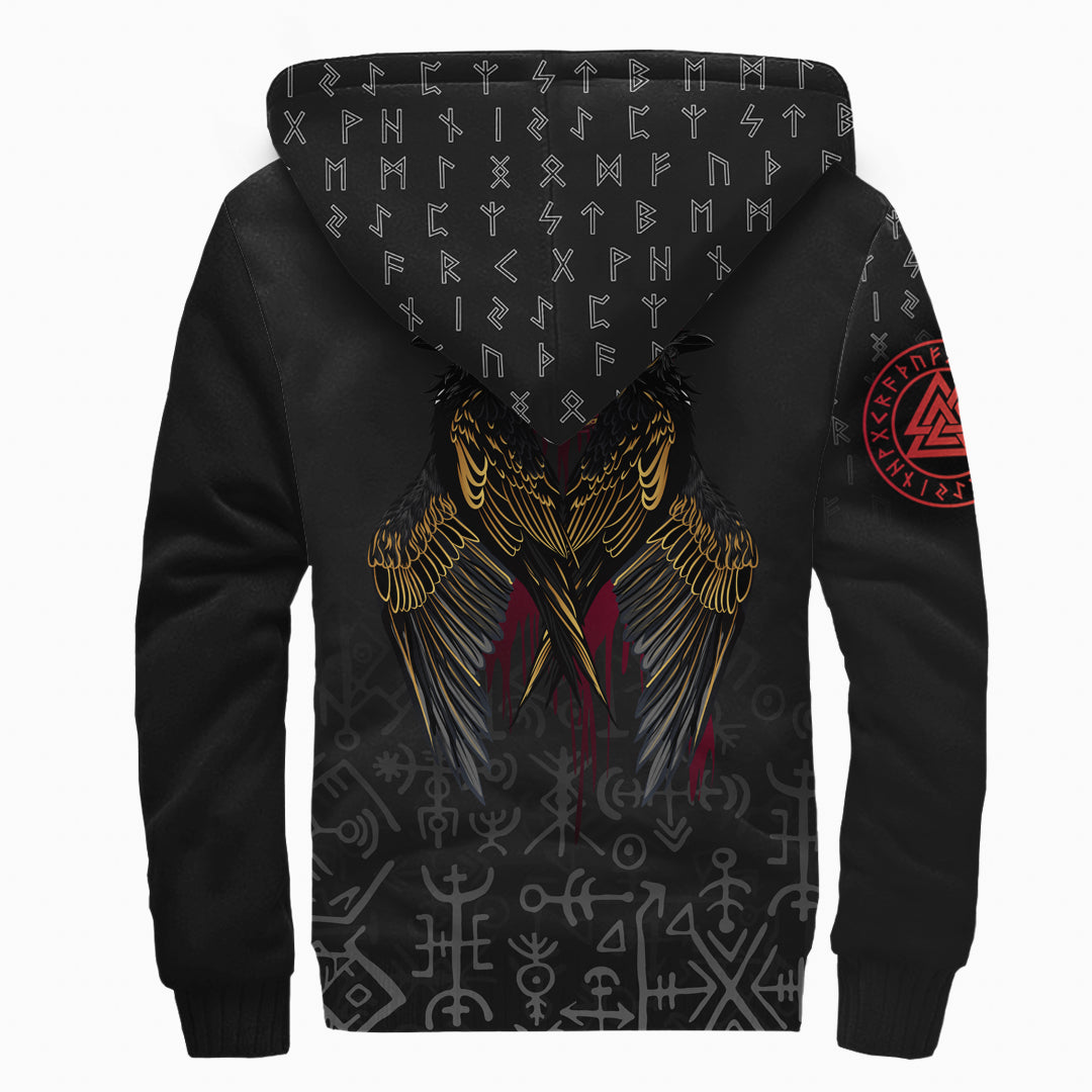 Viking Sherpa Hoodie Raven of Odin Ver02