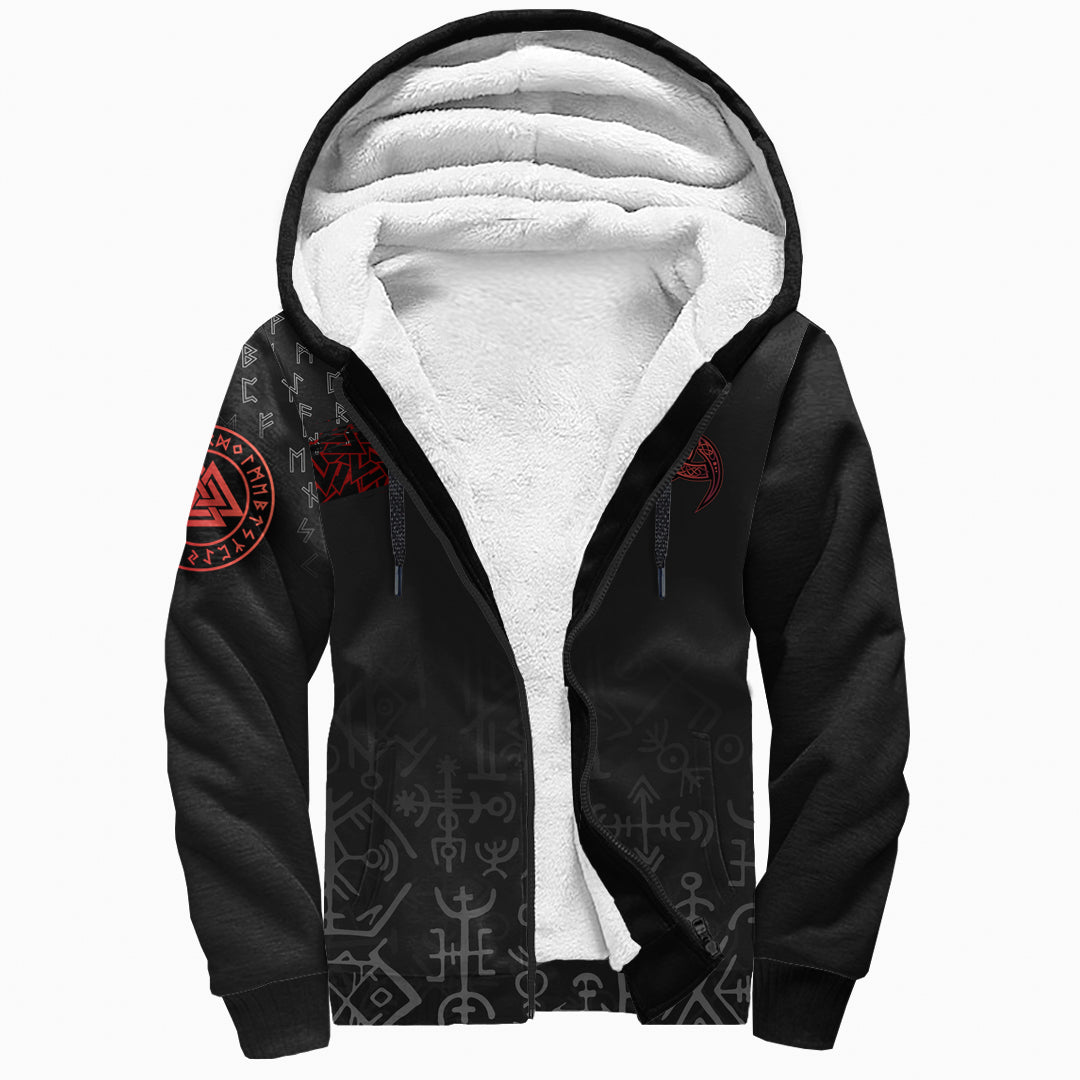 Viking Sherpa Hoodie Raven of Odin Ver02