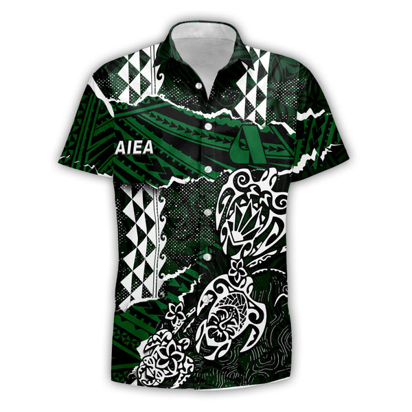 Hawaii Aiea High School Custom Short Sleeve Shirt Polynesian Turtle Style