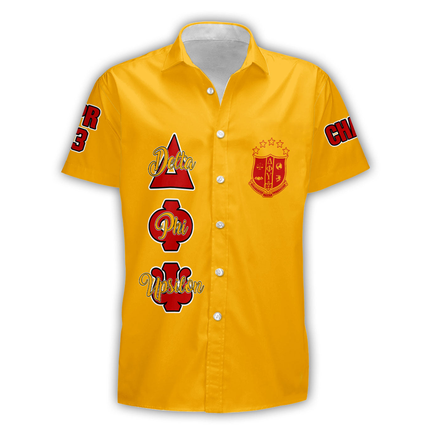 Fraternity Shirt - Personalized Delta Phi Upsilon Short Sleeve Shirt Original Yellow Style