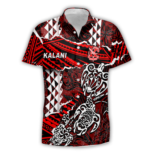 Hawaii Kalani High School Custom Short Sleeve Shirt Polynesian Turtle Style