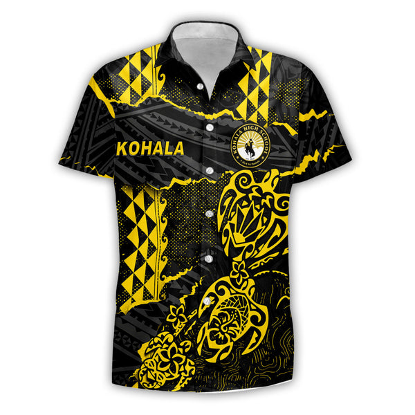 Hawaii Kohala High School Custom Short Sleeve Shirt Polynesian Turtle Style