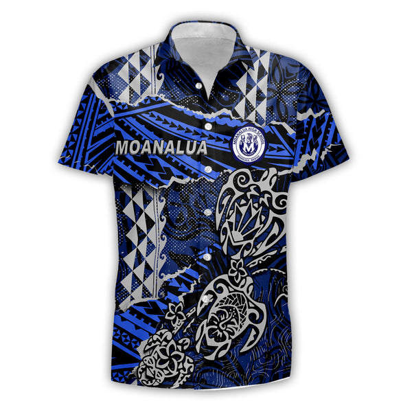 Hawaii Moanalua High School Custom Short Sleeve Shirt Polynesian Turtle Style