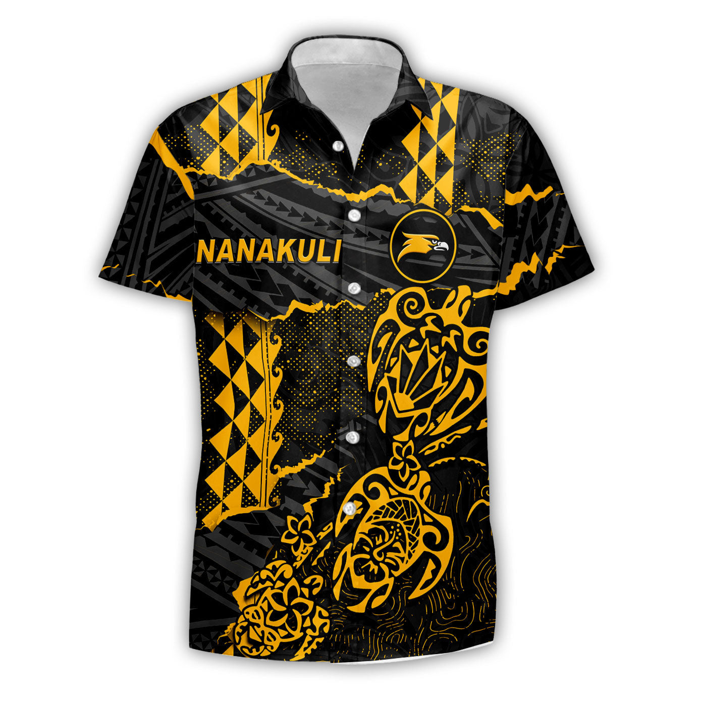 Hawaii Nanakuli High School Custom Short Sleeve Shirt Polynesian Turtle Style