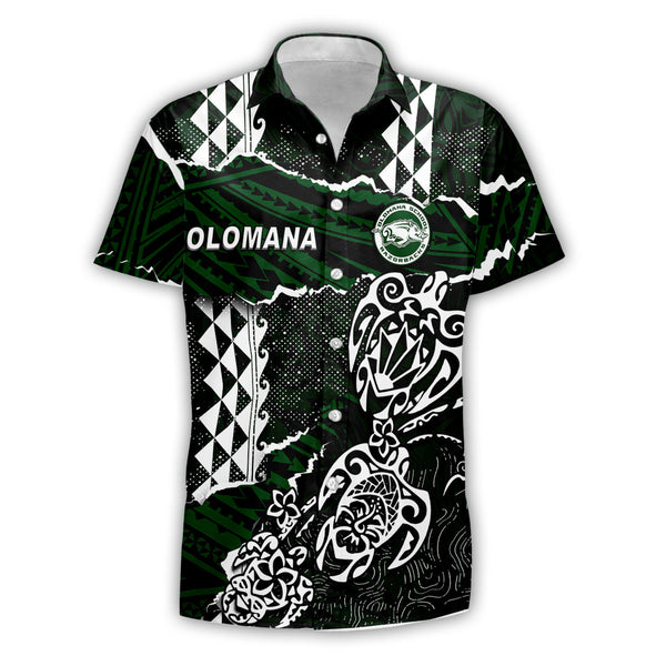 Hawaii Olomana High & Intermediate School Custom Short Sleeve Shirt Polynesian Turtle Style