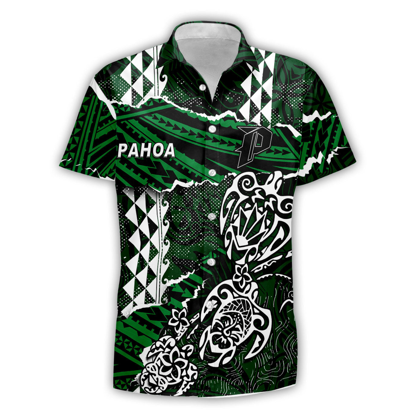 Hawaii Pahoa High & Intermediate School Custom Short Sleeve Shirt Polynesian Turtle Style