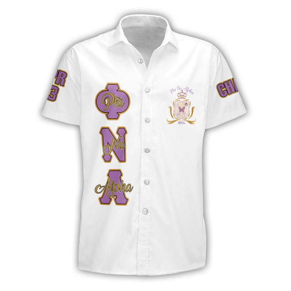 Sorority Shirt - Personalized Phi Nu Alpha Short Sleeve Shirt Original White Style