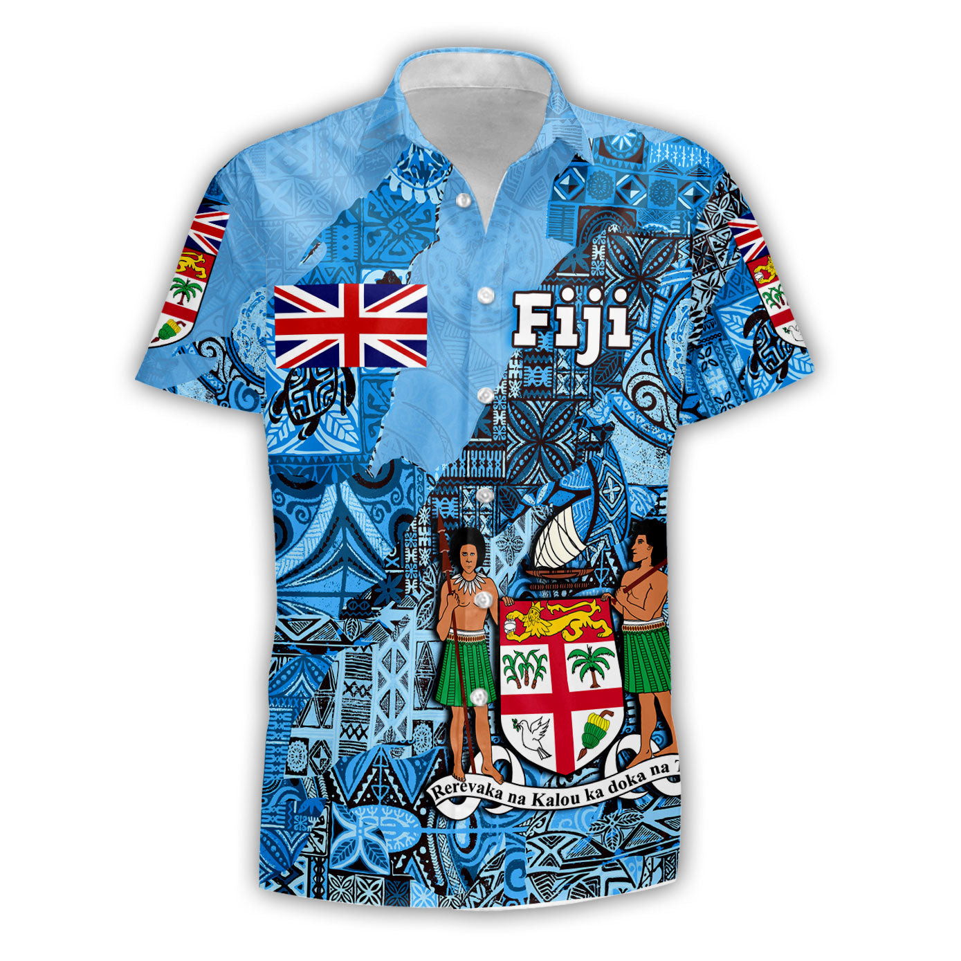 Fiji Flag & Coat Of Arms Short Sleeve Shirt