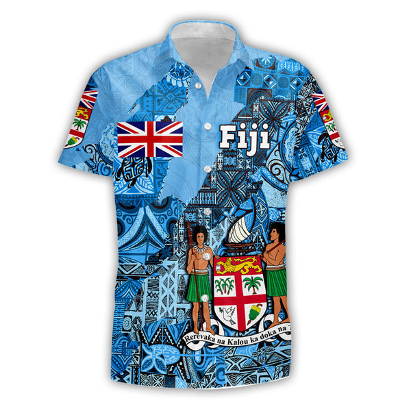 Fiji Flag & Coat Of Arms Short Sleeve Shirt