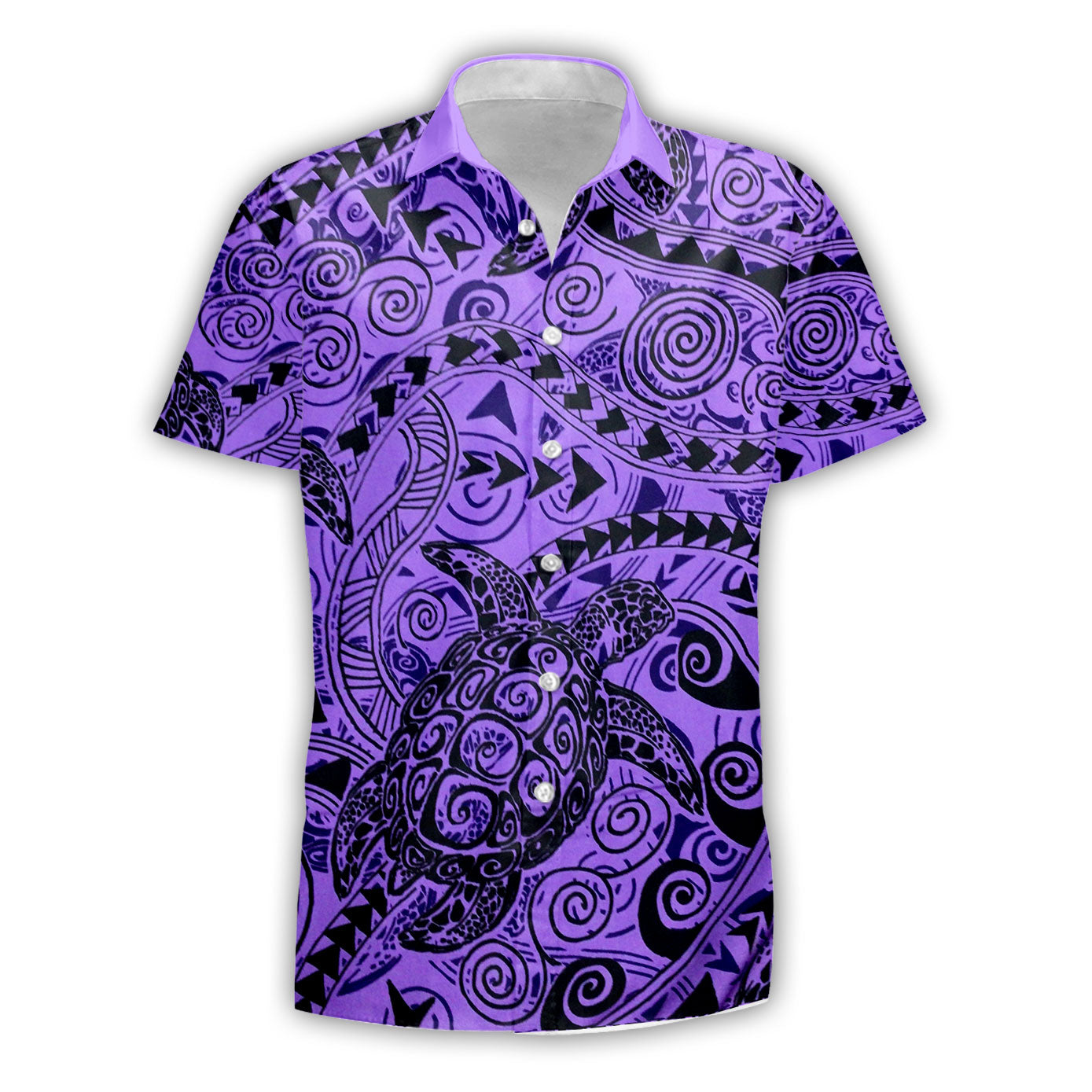 Hawaii Polynesian Turtle Short Sleeve Shirt Purple Style