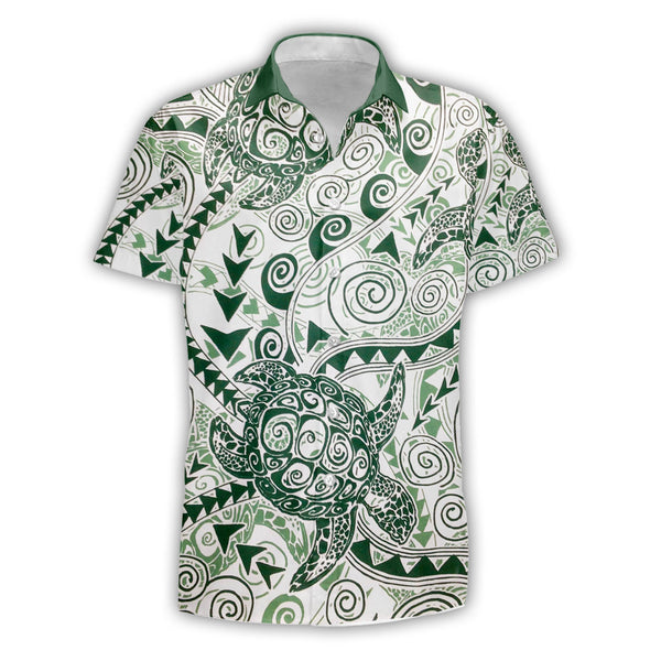 Hawaii Polynesian Turtle Short Sleeve Shirt Green Style