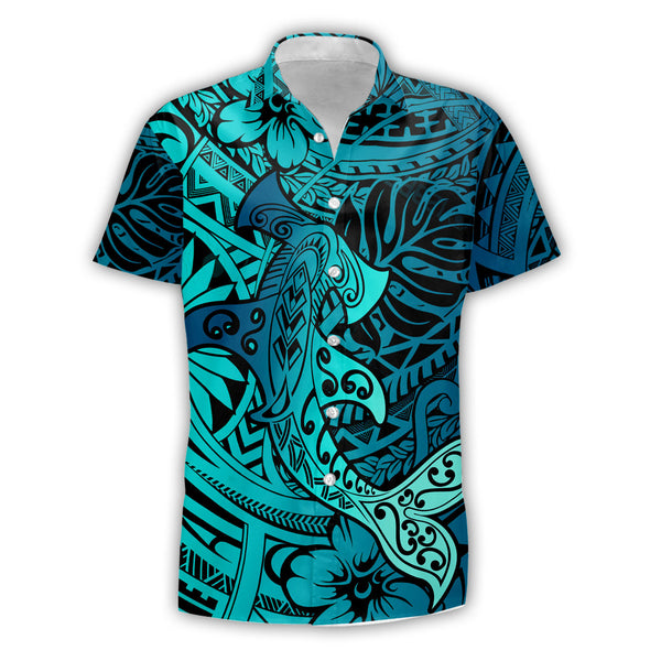 Hawaii Hammerhead Shark Short Sleeve Shirt Light See Blue Style