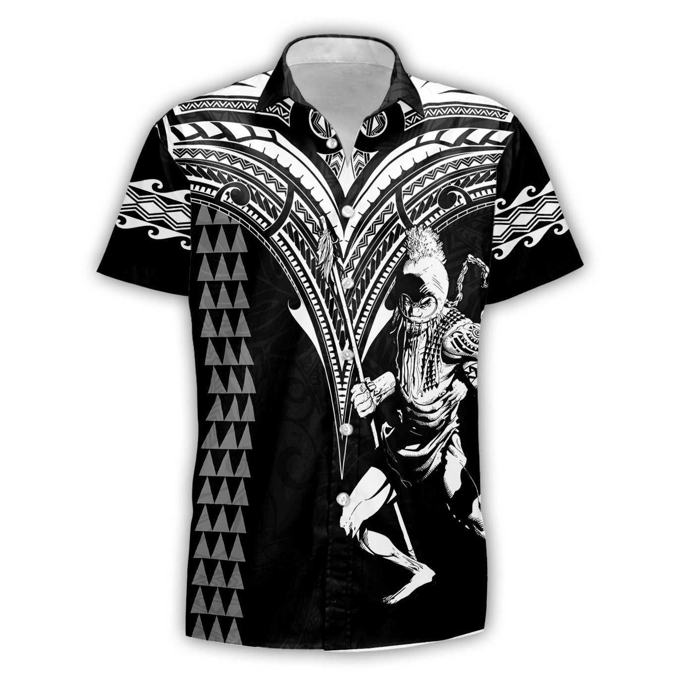 Custom Hawaii Ikaika Warrior Short Sleeve Shirt Polynesian Tattoo Style