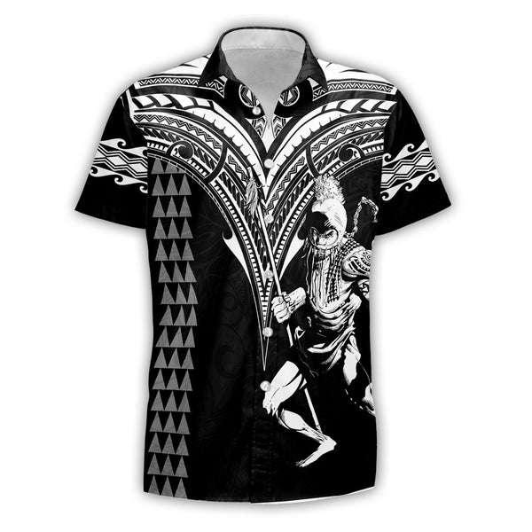 Custom Hawaii Ikaika Warrior Short Sleeve Shirt Polynesian Tattoo Style