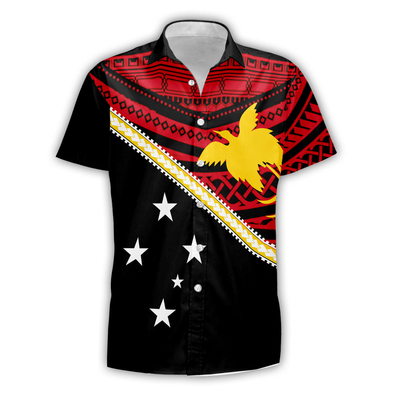 Papua New Guinea Short Sleeve Shirt Polynesian Flag Style