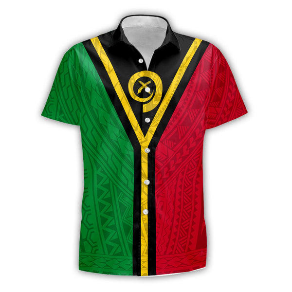 Vanuatu Short Sleeve Shirt Polynesian Flag Style