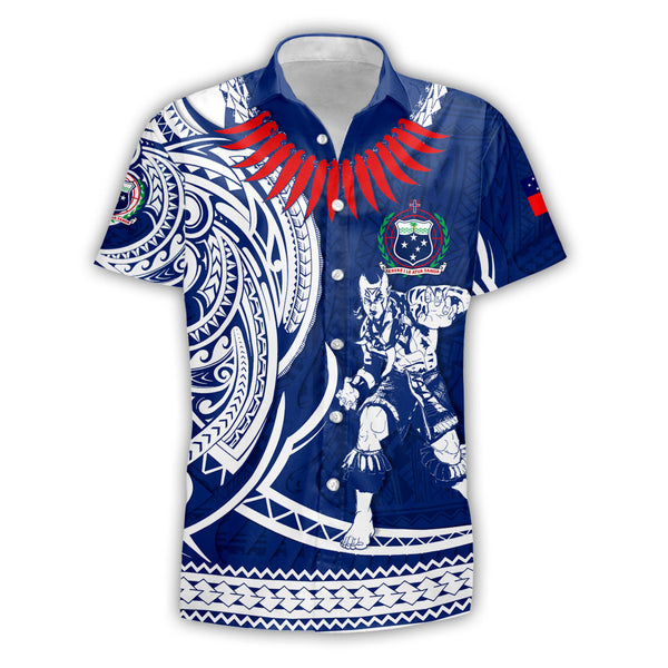 Custom Samoa Short Sleeve Shirt Warrior Ula Nifo Style