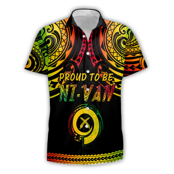 Vanuatu Proud To Be Ni-Van Short Sleeve Shirt Coat Of Arms Reggae Style