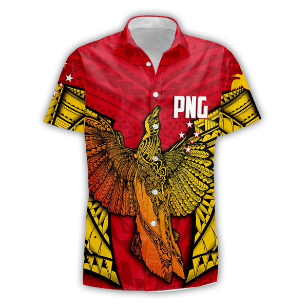 Papua New Guinea Independence Day Short Sleeve Shirt Raggiana Bird of Paradise Style