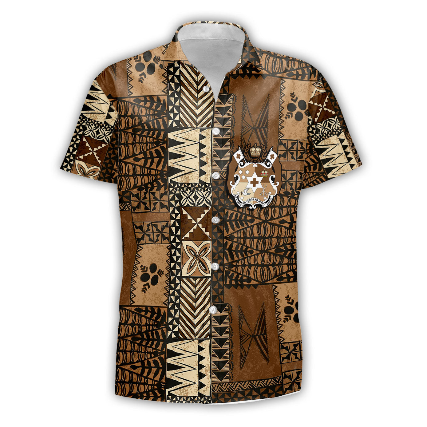 Custom Tonga Short Sleeve Shirt Ngatu Tapa Style