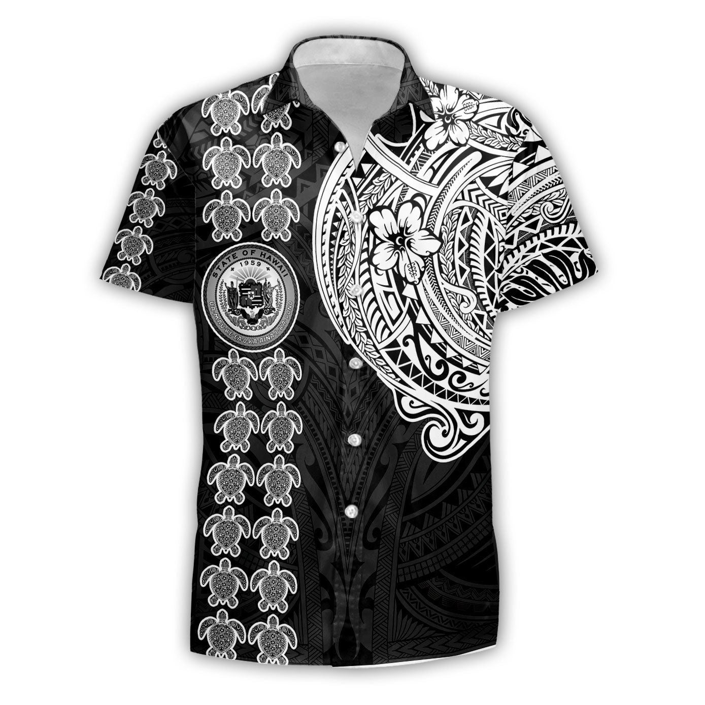 Hawaii Seal Polynesian Turtle Line Short Sleeve Shirt