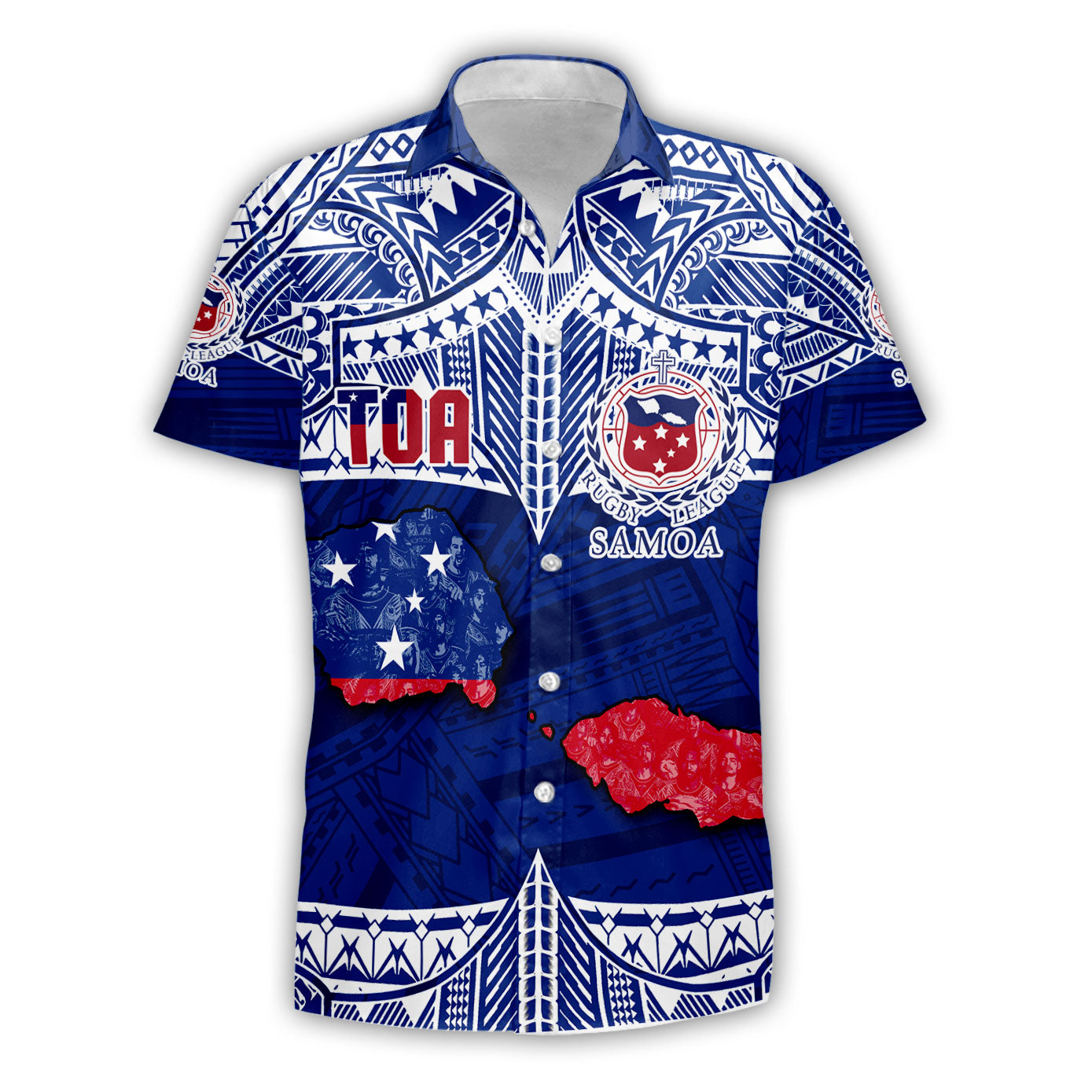 Custom Samoa TOA Rugby Short Sleeve Shirt Map Style