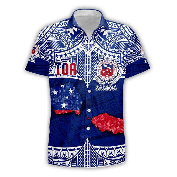 Custom Samoa TOA Rugby Short Sleeve Shirt Map Style