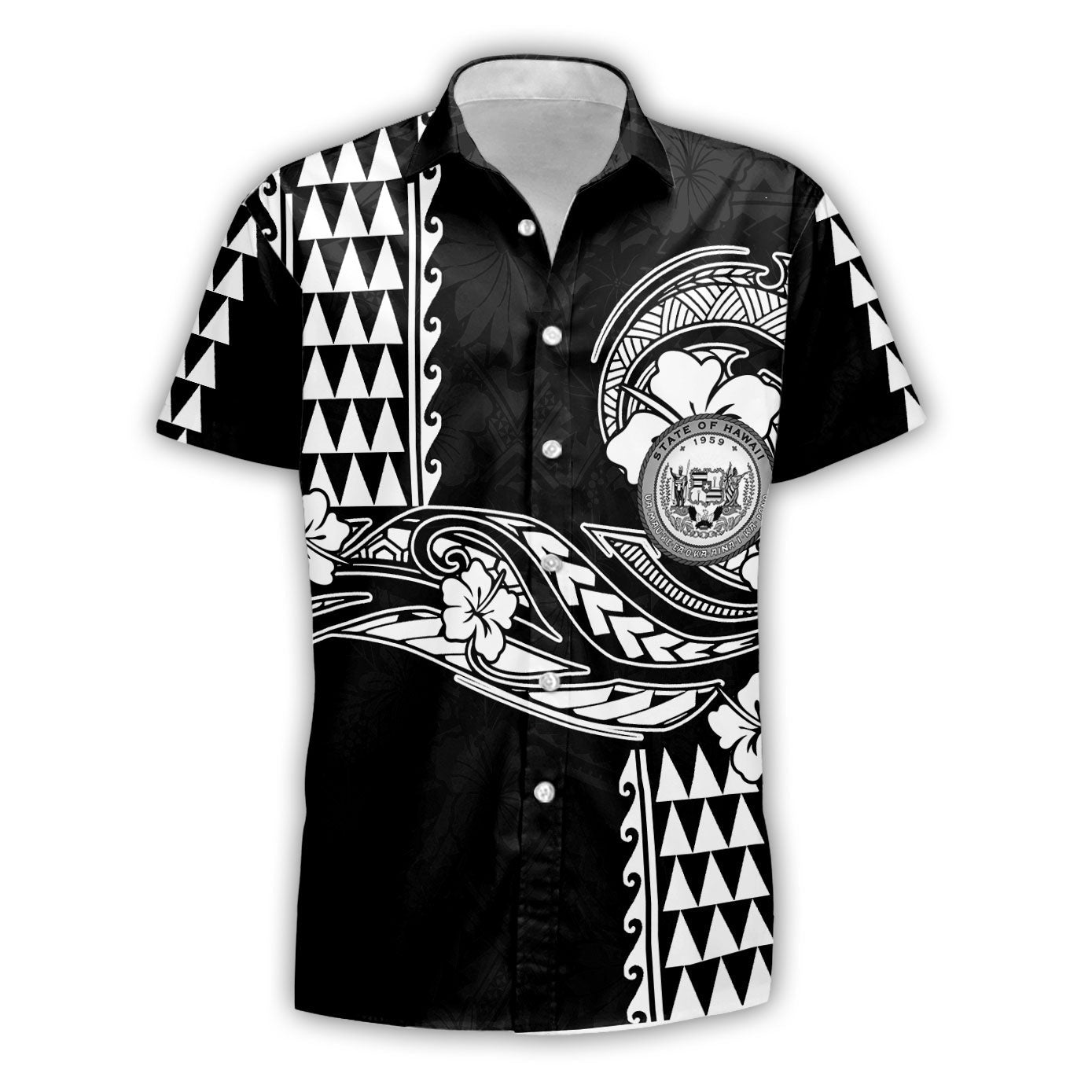 Hawaii Seal Short Sleeve Shirt Turtle & Map Style