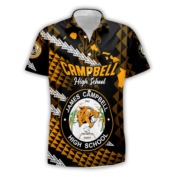 Hawaii James Campbell High School Custom Short Sleeve Shirt Map Style