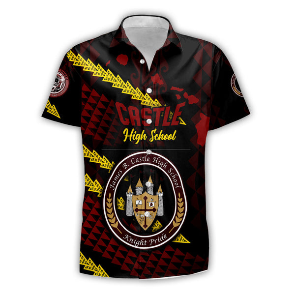 Hawaii Castle High School Custom Short Sleeve Shirt Map Style