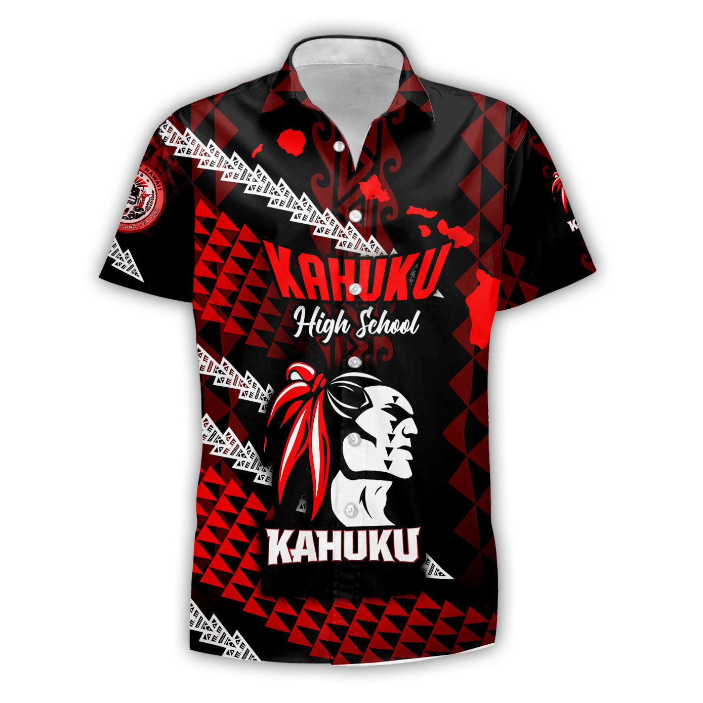 Hawaii Kahuku High & Intermediate School Custom Short Sleeve Shirt Map Style