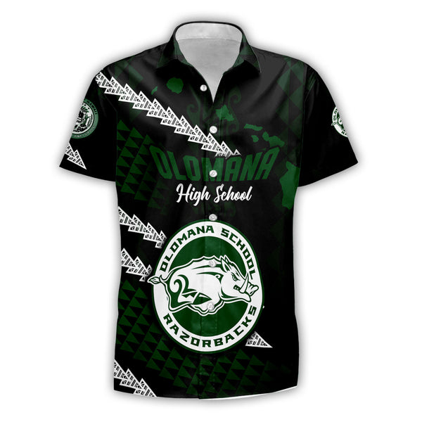 Hawaii Olomana High & Intermediate School Custom Short Sleeve Shirt Map Style