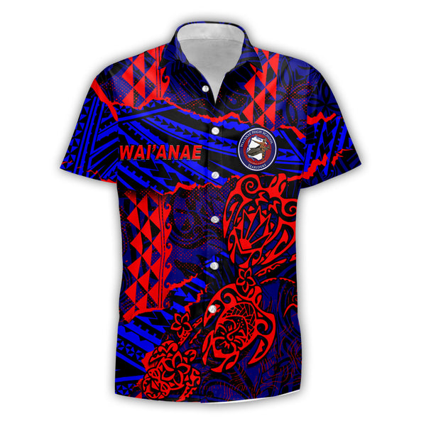 Hawaii Waianae High School Custom Short Sleeve Shirt Polynesian Turtle Style