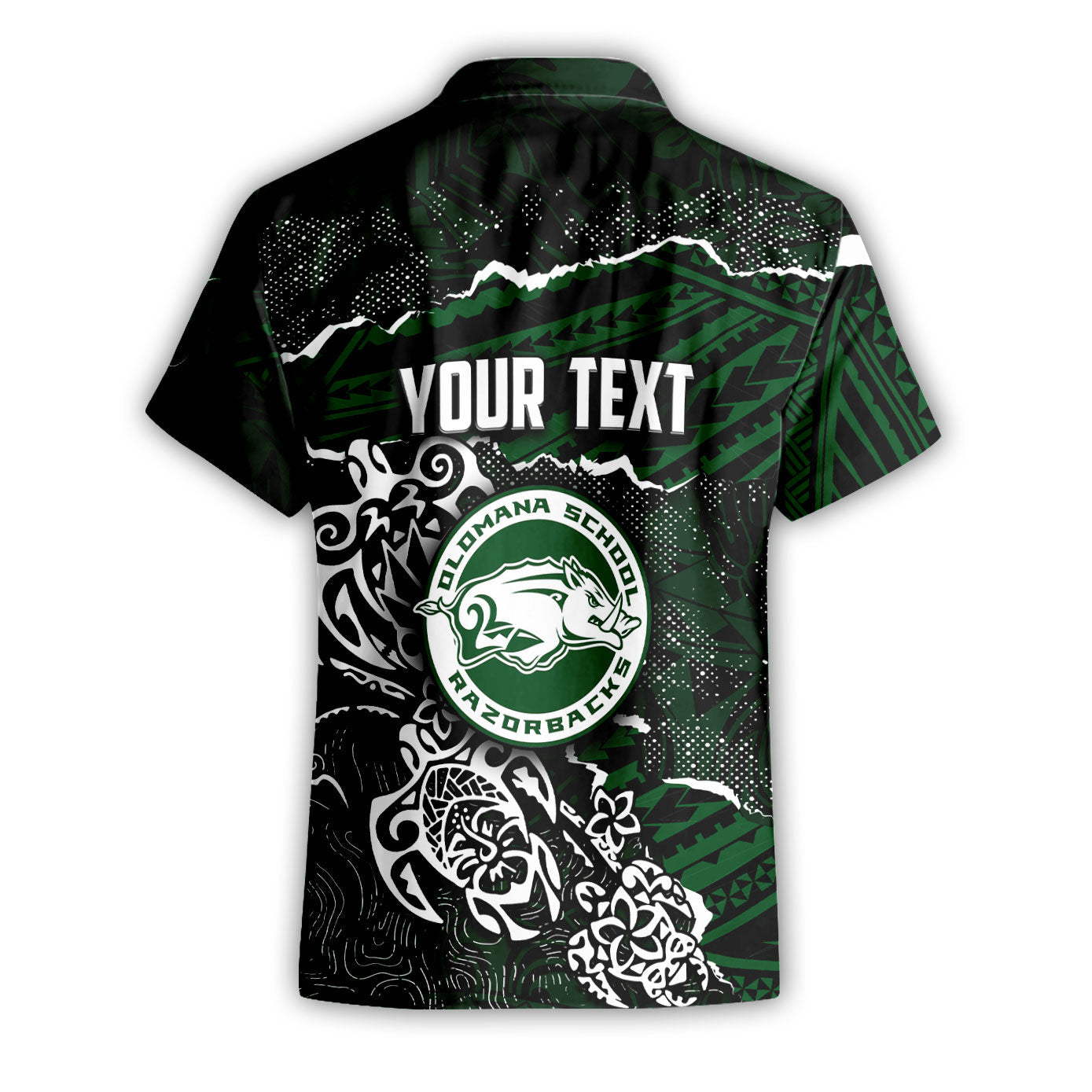 Hawaii Olomana High & Intermediate School Custom Short Sleeve Shirt Polynesian Turtle Style