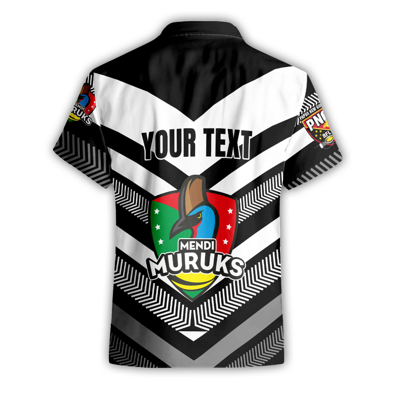 Custom Mendi Muruks Short Sleeve Shirt Papua New Guinea Rugby Black & White Style