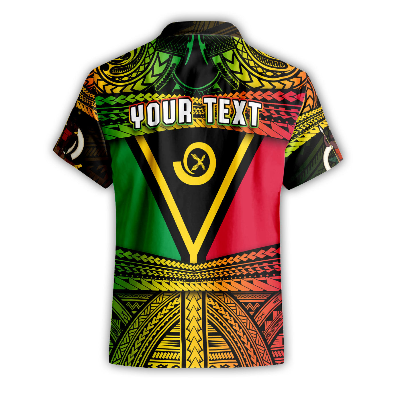 Custom Vanuatu Flag & Coat Of Arms Short Sleeve Shirt Reggae Style